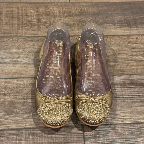 Sam Edelman Beatrix Ballet Flat Ballerina Stud Spike Leather Gold Size 7 - Picture 8 of 16